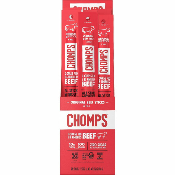 CHOMPS Chomplings Snack Sticks, Gluten-free, Original Beef Jerky, 1.15 oz, 24/Pack (CHSCO24) Pack of 24