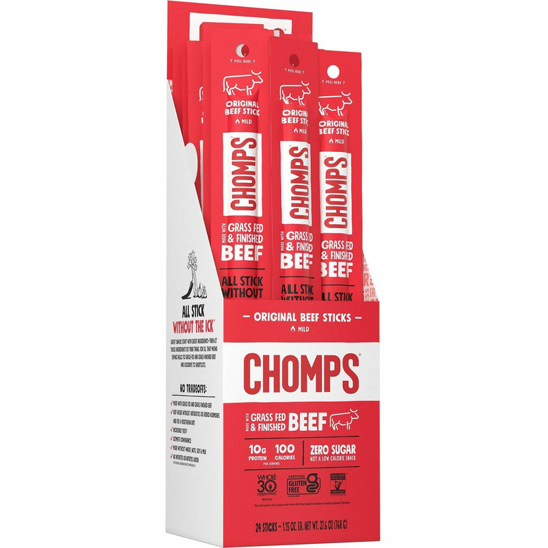 CHOMPS Chomplings Snack Sticks, Gluten-free, Original Beef Jerky, 1.15 oz, 24/Pack (CHSCO24) Pack of 24