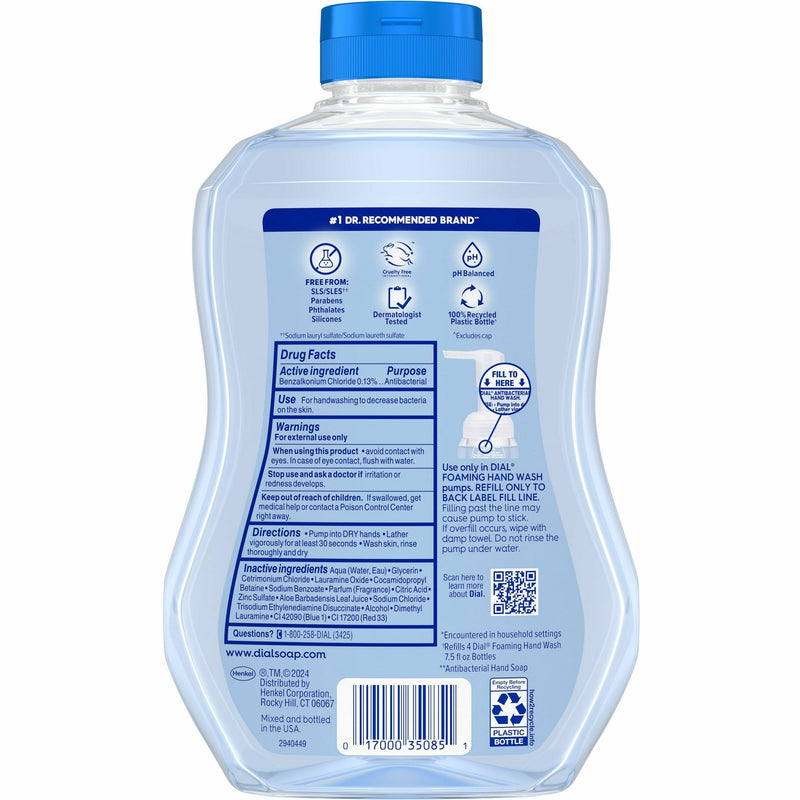 Dial Complete Foaming Hand Wash, Spring Water Scent, 30 fl oz, Bottle Dispenser, 4/Carton (DIA35087CT) Case of 4