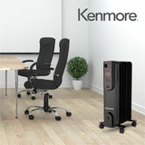 Kenmore 24" Oil-Filled Radiator Space Heater, Oil Filled, 1500 W, Black (ESMKM65019BK) Each