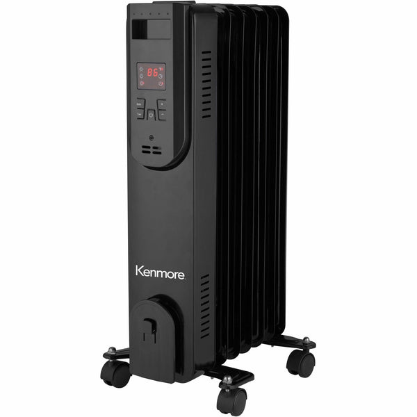 Kenmore 24" Oil-Filled Radiator Space Heater, Oil Filled, 1500 W, Black (ESMKM65019BK) Each