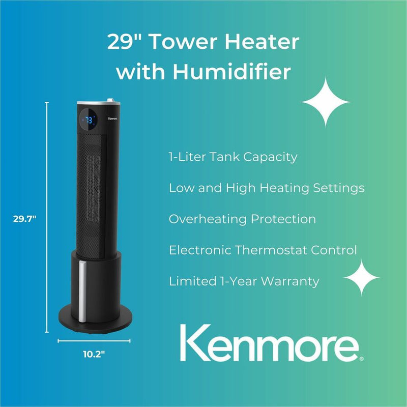 Kenmore 29" Tower Heater with Humidifier, Black (ESMKM65012BK) Each