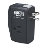 Tripp Lite Protect It! Portable Surge Protector, 2 AC Outlets, 1,050 J, Black (TRPTRAVLER100BT) Each