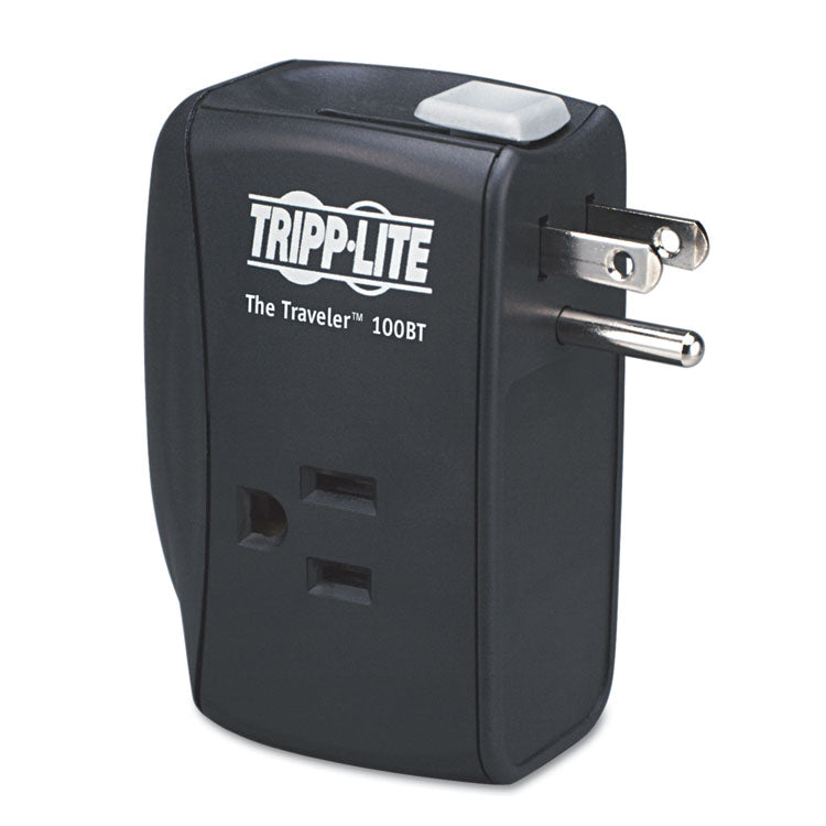 Tripp Lite Protect It! Portable Surge Protector, 2 AC Outlets, 1,050 J, Black (TRPTRAVLER100BT) Each