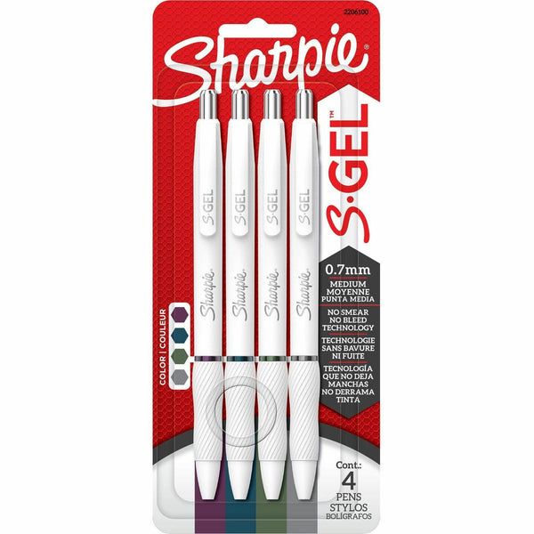 Sharpie S-Gel Pens, 0.7 mm Medium Pen Point, Rich Dark Ink, Gel-based, Pearl White Plastic Barrel, 4/Pack (SAN2206100) Pack of 4