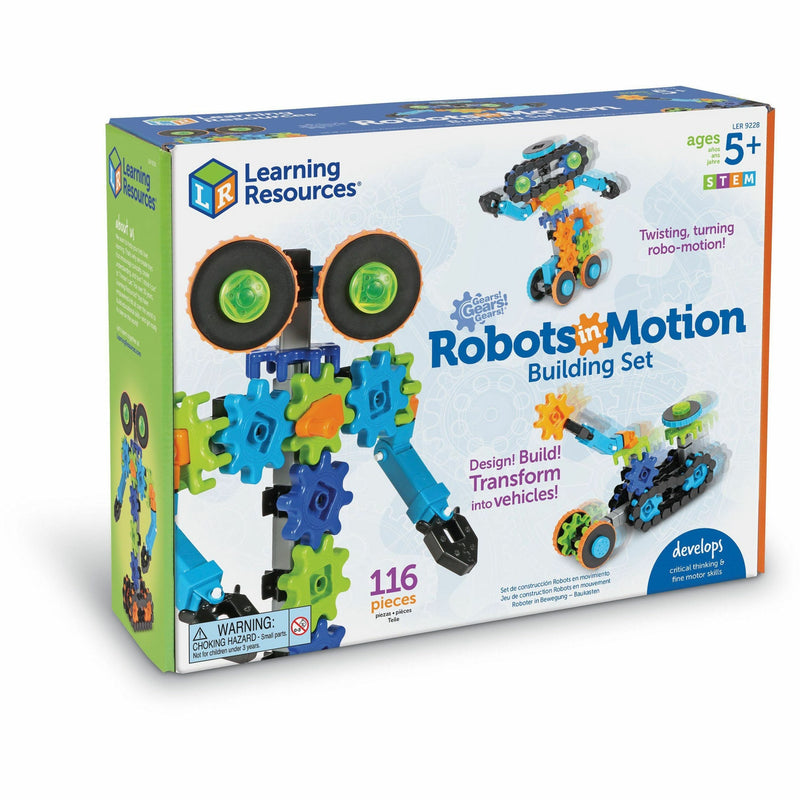 Learning Resources Gears! Robots in Motion, Theme/Subject: Learning, Fun, Skill Learning: Robot, STEM, Imagination, Car, Machines, Critical Thinking, 5 Year & Up, 116 Pieces, Multi (LRNLER9228) Each