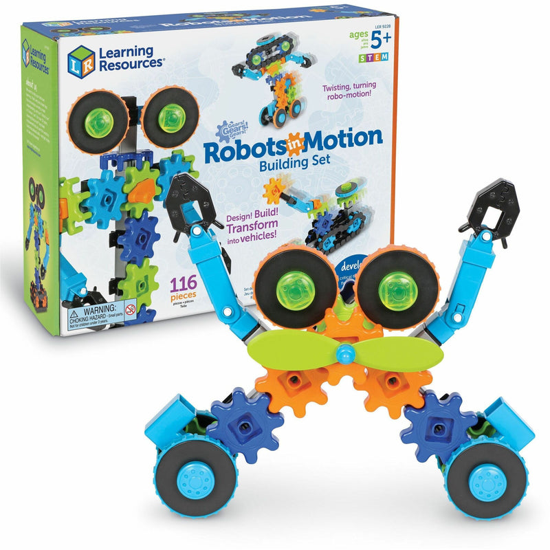 Learning Resources Gears! Robots in Motion, Theme/Subject: Learning, Fun, Skill Learning: Robot, STEM, Imagination, Car, Machines, Critical Thinking, 5 Year & Up, 116 Pieces, Multi (LRNLER9228) Each