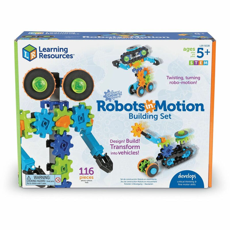 Learning Resources Gears! Robots in Motion, Theme/Subject: Learning, Fun, Skill Learning: Robot, STEM, Imagination, Car, Machines, Critical Thinking, 5 Year & Up, 116 Pieces, Multi (LRNLER9228) Each