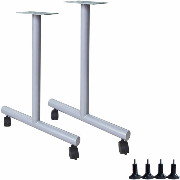 Lorell Invent Training Table Components, Silver T-shaped Base, 2 Legs, 28.50" Height x 5" Width x 22" Depth, 2/Set (LLR60802) Set of 2