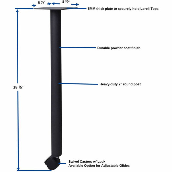 Lorell Invent Training Table Components, Black Post Leg Base, 4 Legs, 28.50" Height x 5.80" Width x 5.80" Depth, 4/Set (LLR60805) Set of 4