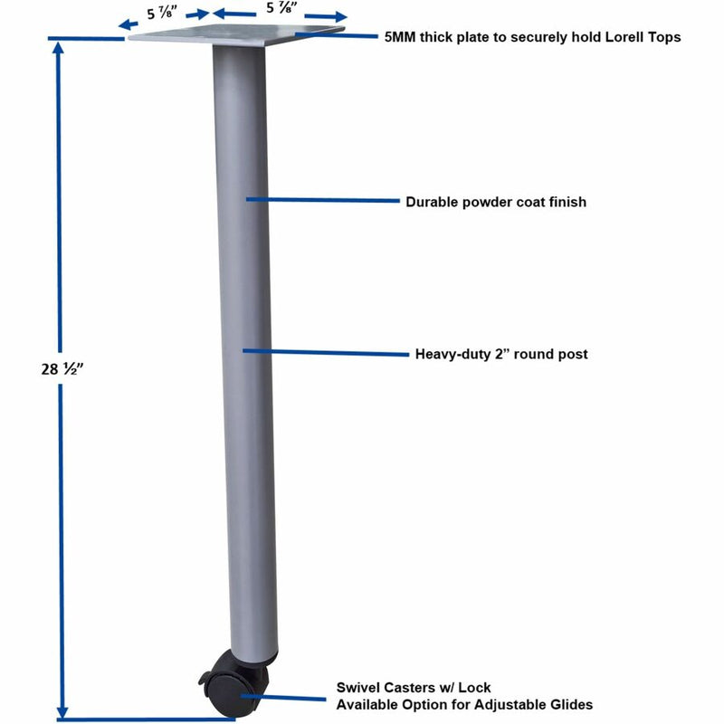 Lorell Invent Training Table Components, Silver Post Leg Base, 4 Legs, 28.50" Height x 5.80" Width x 5.80" Depth, 4/Set (LLR60804) Set of 4