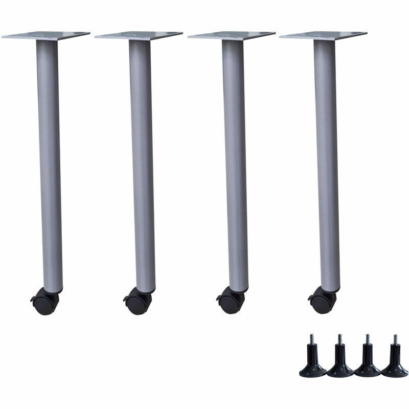 Lorell Invent Training Table Components, Silver Post Leg Base, 4 Legs, 28.50" Height x 5.80" Width x 5.80" Depth, 4/Set (LLR60804) Set of 4