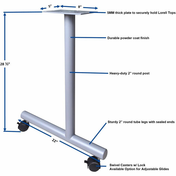 Lorell Invent Training Table Components, Silver C-leg Base, 2 Legs, 28.50" Height x 5" Width x 22" Depth, 2/Set (LLR60800) Set of 2