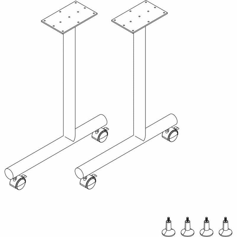 Lorell Invent Training Table Components, Silver C-leg Base, 2 Legs, 28.50" Height x 5" Width x 22" Depth, 2/Set (LLR60800) Set of 2