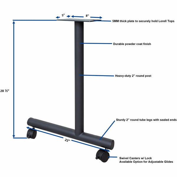 Lorell Invent Training Table Components, Black C-leg Base, 2 Legs, 28.50" Height x 5" Width x 22" Depth, 2/Set (LLR60801) Set of 2