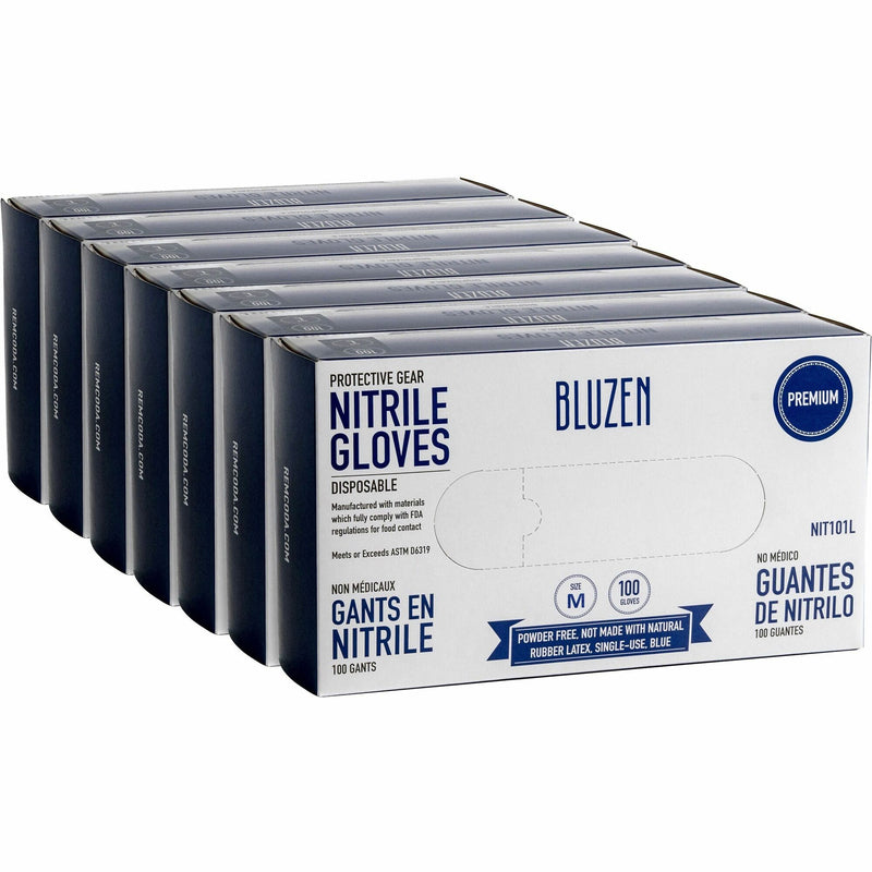 BLUZEN Disposable Nitrile Gloves, 3 mil Thickness, Medium Size, Blue, 100/Box, 10/Carton (RMLNIT101MCT) Case of 1000