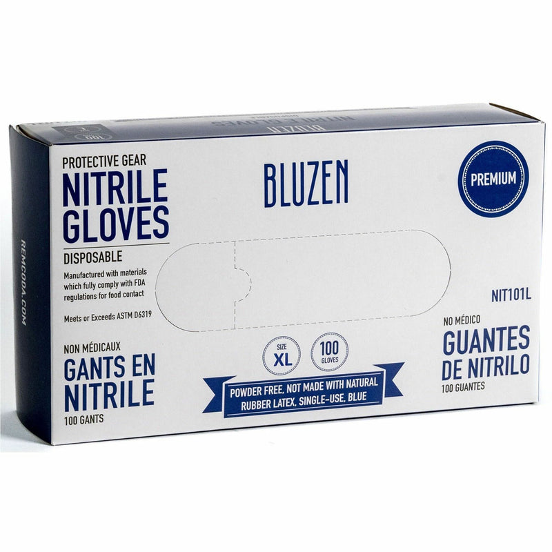 BLUZEN Disposable Nitrile Gloves, 3 mil Thickness, X-Large Size, Blue, 100/Box, 10/Carton (RMLNIT101XLCT) Case of 1000