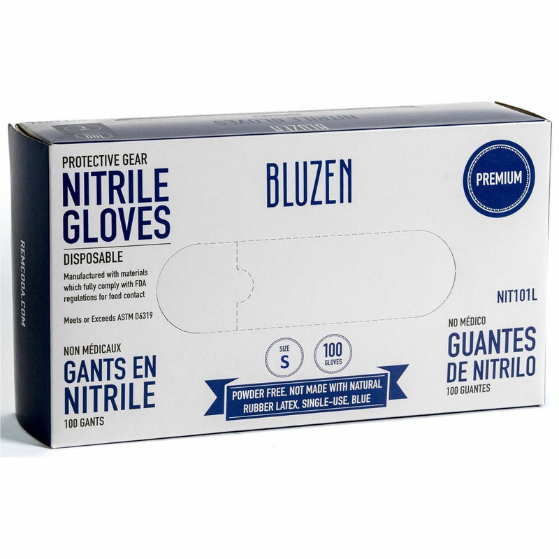 BLUZEN Disposable Nitrile Gloves, 3 mil Thickness, Small Size, Blue, 100/Box, 10/Carton (RMLNIT101SCT) Case of 1000