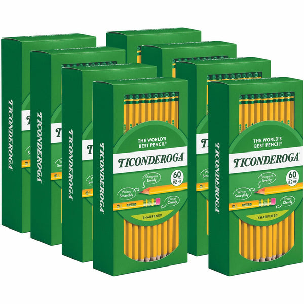 Ticonderoga Soft No. 2 Pencils, Graphite Lead, HB/#2, Yellow Barrel, 60/Box (DIXX13480) Box of 480