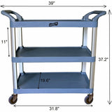 Genuine Joe Bussing Cart, 3 Shelf, 200 lb Capacity, 4" Caster, 19.60" Width x 38.30" Depth x 36.60" Height, Aluminum Frame, Gray (GJO02335) Each