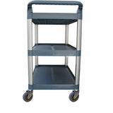 Genuine Joe Bussing Cart, 3 Shelf, 200 lb Capacity, 4" Caster, 19.60" Width x 38.30" Depth x 36.60" Height, Aluminum Frame, Gray (GJO02335) Each