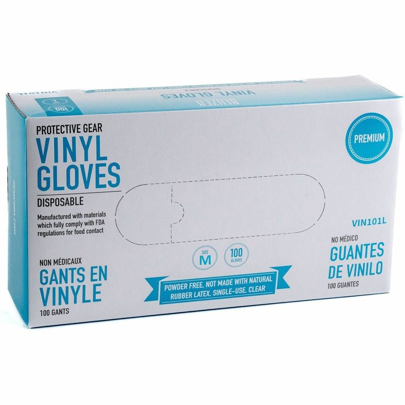 BLUZEN Powder-Free Vinyl Gloves, 3 mil Thickness, Medium Size, 100/Box, 10/Carton (RMLVIN101MCT) Case of 1000