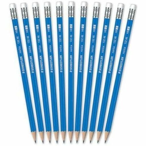 Staedtler Norica Pencils & Erasers Class Pack, 144ct, Black Lead, HB/#2, Fine Point, Wood Barrel, 144/Box (STD13246C144) Box of 144