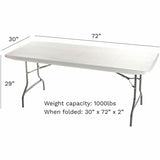 Iceberg Commercial Folding Table, 72" Table Top Length x 30" Table Top Width x 2" Table Top Thickness (ICE65523) Each