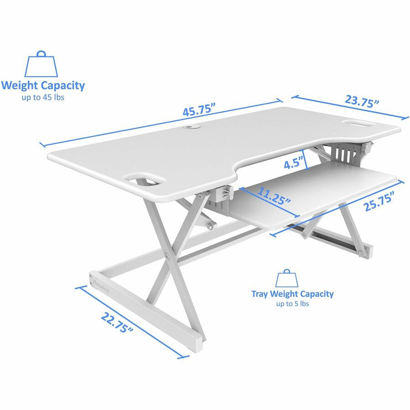 Rocelco Sit/Stand Desk Riser, 45 lb Load Capacity, 20" Height x 45.70" Width x 23.60" Depth (RCLRDADRW46) Each