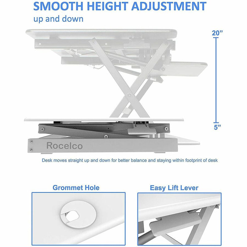 Rocelco Sit/Stand Desk Riser, 45 lb Load Capacity, 20" Height x 45.70" Width x 23.60" Depth (RCLRDADRW46) Each