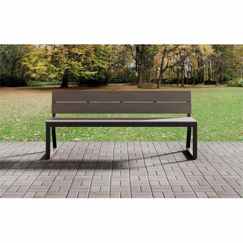 Lorell Faux Wood Outdoor Bench w/Backrest, 72" x 17.8" x 17.8", Gray (LLR42671) Each