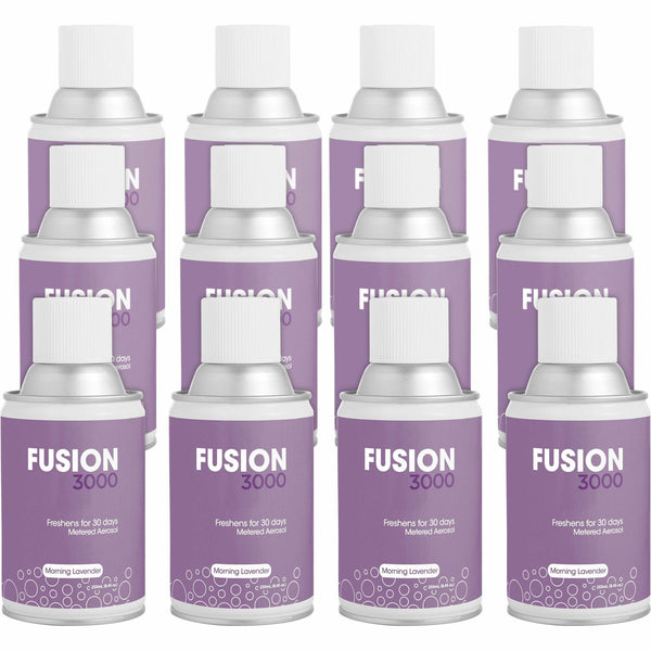 Fresh Products Fusion 3000 Metered Aerosols, 6000 ft³, Morning Lavender, 30 Day, 12/Carton, Odor Neutralizer, VOC Compliant (FRSMAIRLV) Case of 12