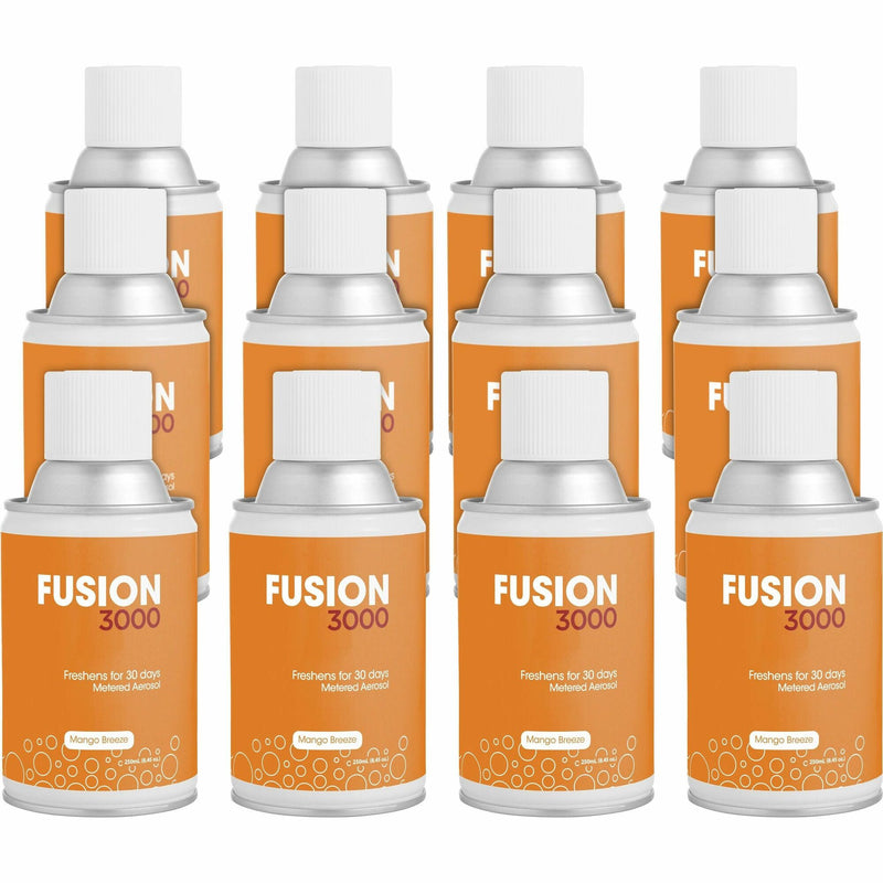 Fresh Products Fusion 3000 Metered Aerosols, 6000 ft³, Mango, 30 Day, 12/Carton, Odor Neutralizer, VOC Compliant (FRSMAIRMG) Case of 12