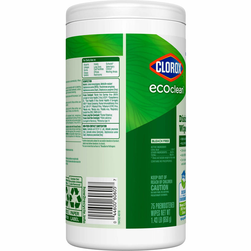 CloroxPro™ EcoClean Disinfecting Wipes, 75 Each (CLO60605) Each