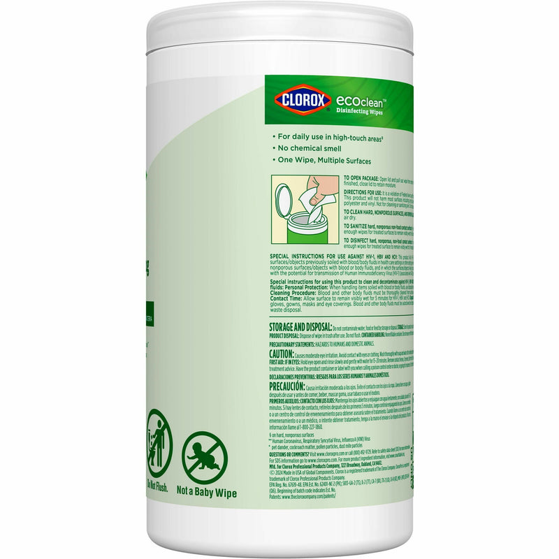 CloroxPro™ EcoClean Disinfecting Wipes, 75 Each (CLO60605) Each