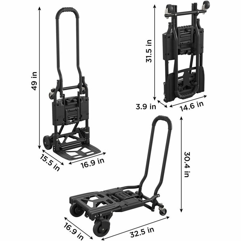 Cosco Shifter Hand Truck & Cart, 300 lb Capacity, 16" Width x 32.50" Depth x 34.30" Height, Steel Frame, Black (CSC12223BLK1E) Each