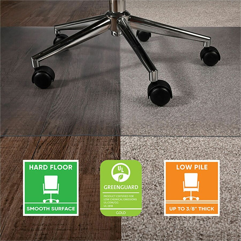 Deflecto SuperGrip Chairmat, 53" Length x 45" Width, Lip Size 25" Length x 12" Width, Vinyl, Clear (DEFCM23232SPRC) Each