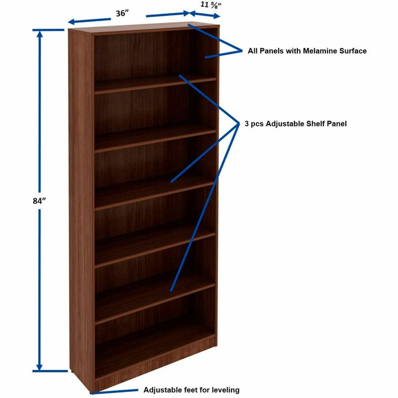 Lorell Laminate Bookcases, 36" Width x 12" Depth x 84" Height, 6 x Shelves, Walnut (LLR99752) Each