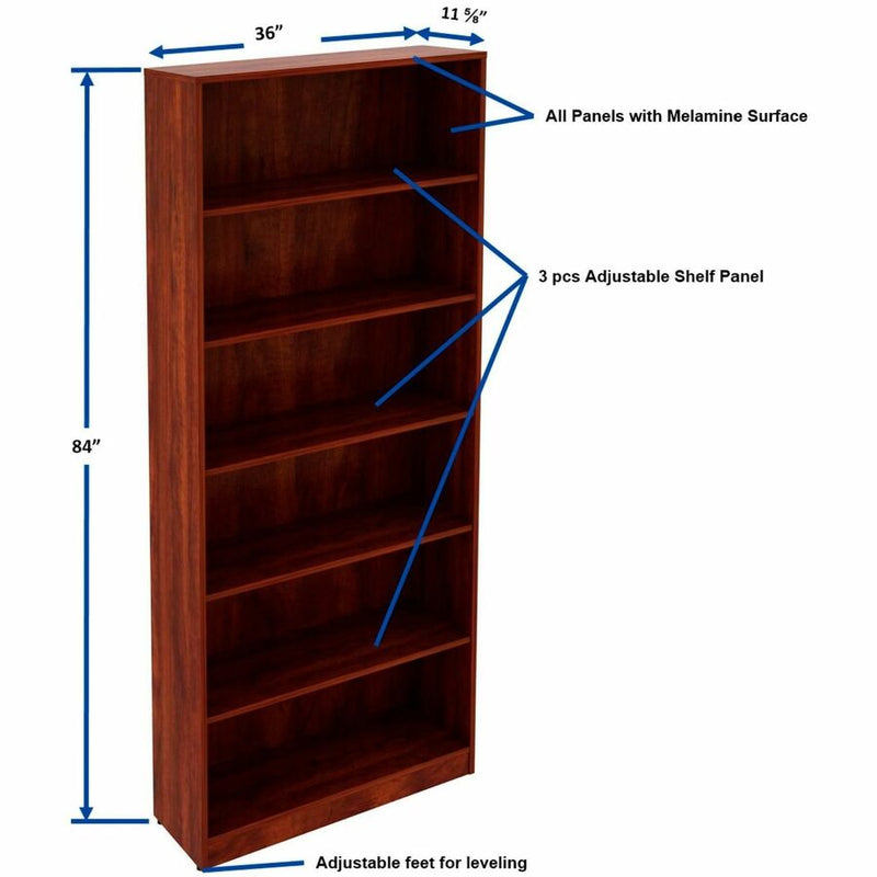 Lorell Laminate Bookcases, 36" Width x 12" Depth x 84" Height, 6 x Shelves, Cherry (LLR99751) Each