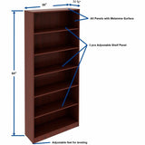 Lorell Laminate Bookcases, 36" Width x 12" Depth x 84" Height, 6 x Shelves, Mahogany (LLR99750) Each