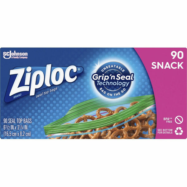 Ziploc® Snack Size Storage Bags, 3.75" Width x 6.50" Length, Clear, 90/Box, 12/Carton (SJN366131CT) Case of 12