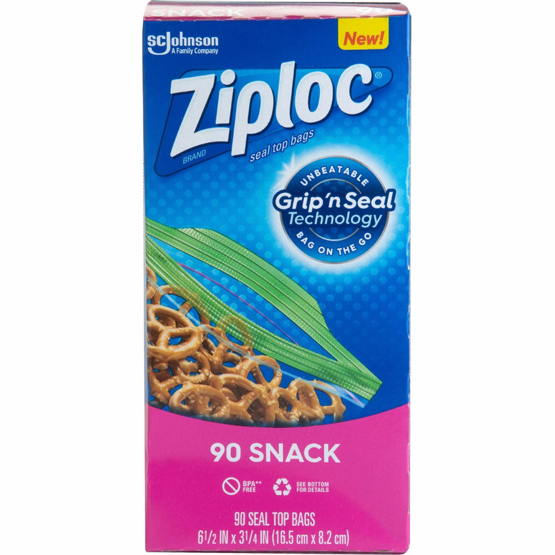 Ziploc® Snack Size Storage Bags, 3.75" Width x 6.50" Length, Clear, 90/Box, 12/Carton (SJN366131CT) Case of 12