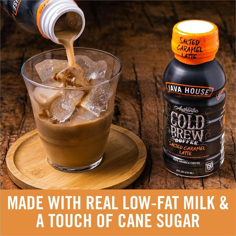 Java House Bottle Authentic Cold Brew Salted Caramel Latte, 8 oz Per Bottle, 12/Box (SNHFA10L040) Box of 12