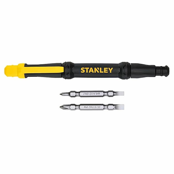 Stanley Tools 4-Way Pen Screwdriver, 5.4" Length, Black, Yellow, Magnetic Tip (BOSSTHT60082) Each