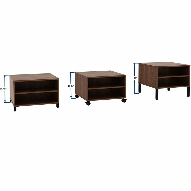 Lorell Reception Table, Height Adjustable x 24" Table Top Width x 24" Table Top Depth, 20" Height, Walnut (LLR69202) Each