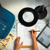 OttLite Vibe Rechargeable LED Ring Desk Lamp, 16.5", Black, LED Bulb, for Desk, Crafting, Reading, Photography (OTTCS309G5W) Each