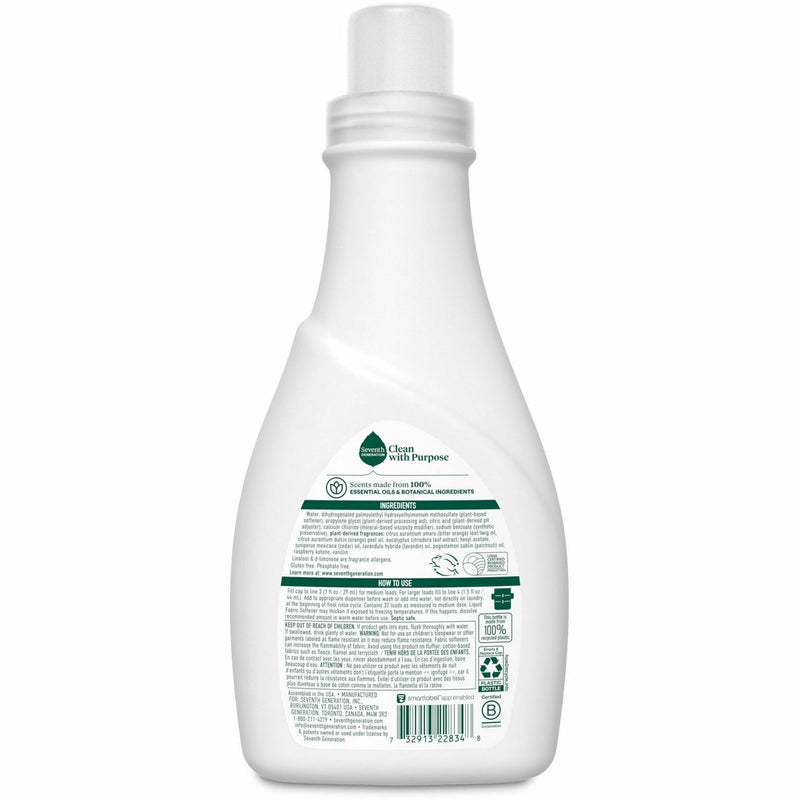 Seventh Generation Natural Liquid Fabric Softener, Blue Eucalyptus & Lavender Scent, 32oz Bottle (SEV22834) Each