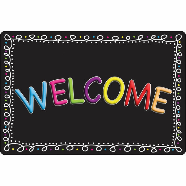 Ashley Smart Poly Original Fun Welcome Mat, Classroom, Student, Floor, 15.50" Length x 23.50" Width, Welcome, Chalk Loop (ASH91513) Each