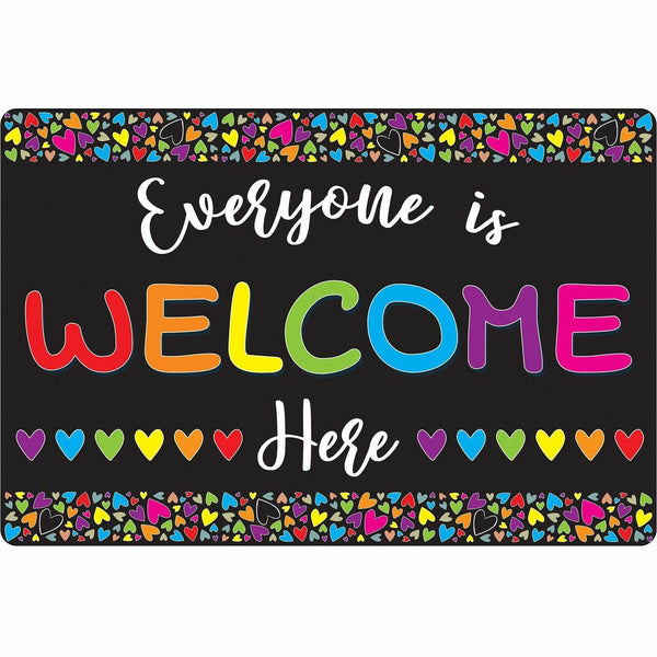 Ashley Smart Poly Original Fun Welcome Mat, 15.50" Length x 23.50" Width, Everyone is Welcome Here, Hearts (ASH91501) Each