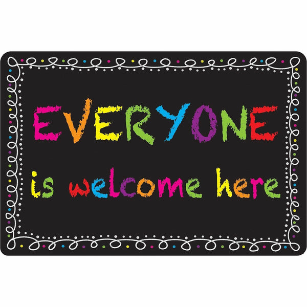 Ashley Smart Poly Original Fun Welcome Mat, 15.50" Length x 23.50" Width, Everyone is Welcome Here, Chalk Loop (ASH91508) Each